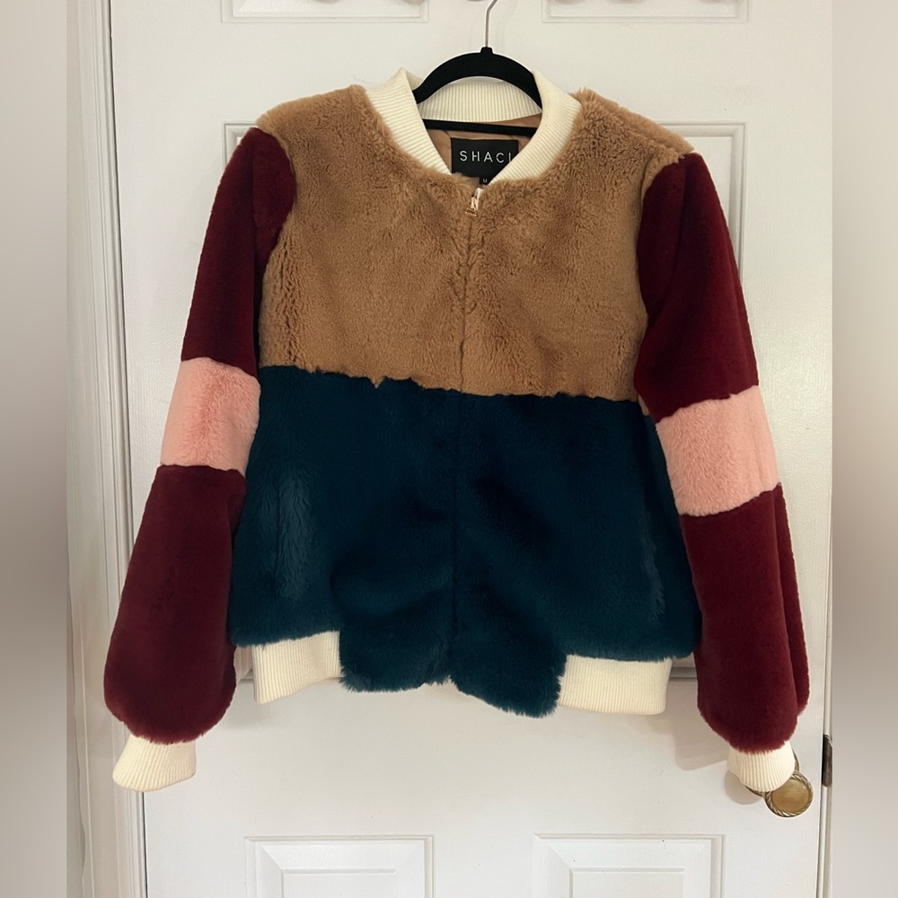 SHACI Bomber Style Faux Fur Jacket
